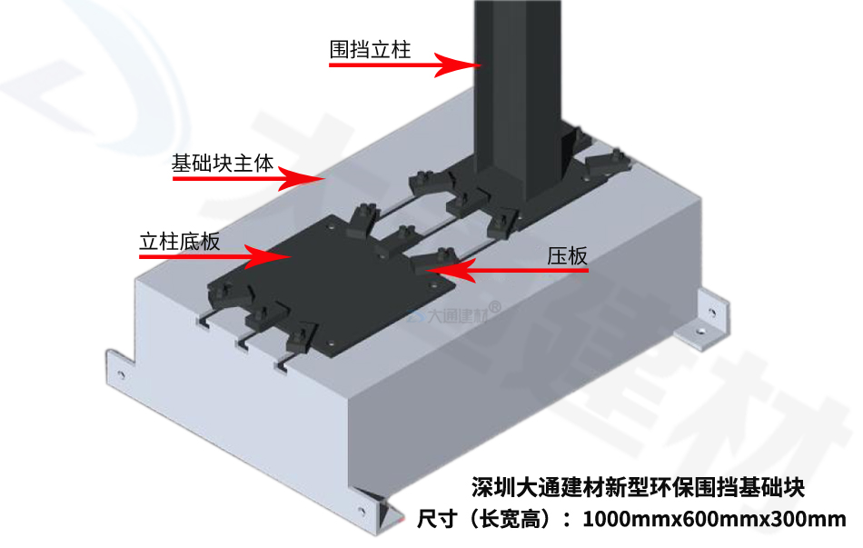 深圳大通建材推出一款新型環(huán)保圍擋基礎塊 現(xiàn)貨批發(fā)